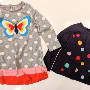 Mini Boden butterfly dress & button shirt bundle, size 4-5Y